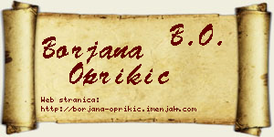 Borjana Oprikić vizit kartica